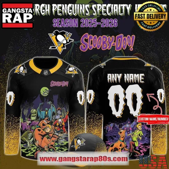 Custom Pittsburgh Penguin x Scooby-Doo Night 2025 Hockey Jersey