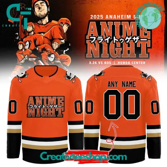 Discover Custom Anaheim Duck Anime Night 2025 Special Hockey Jersey