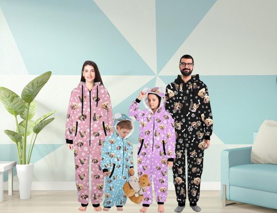 Custom Photo Onesie Pajamas: Personalized Family Matching Jumpsuit