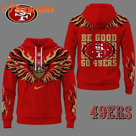 Discover SanFrancisco 49er 2025 football Fire Wings All Over Print Hoodie