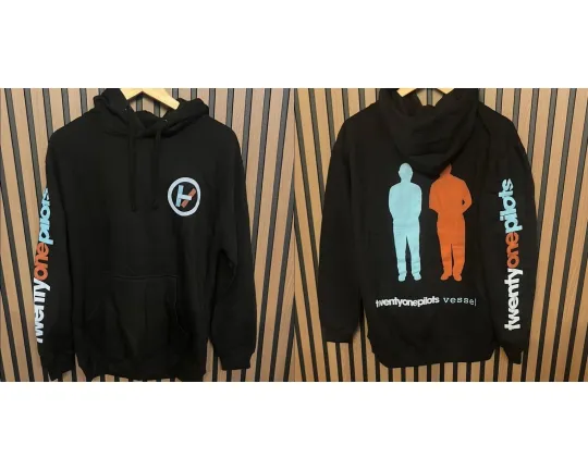 Discover Twenty One Pilot Black Hoodie With Blue And Orange Graphics 3D Hoodie