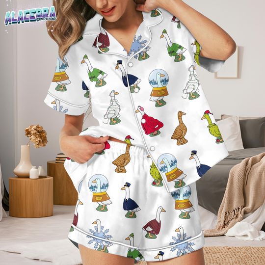 Discover Funny Christmas Goose Pajama Set, Holiday Goose Sleepwear, Cozy Christmas Lounge Set, Cute Animal PJs Gift for Women
