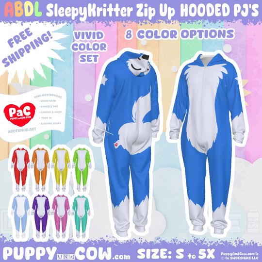 Discover Wolf Hooded Plush Jumpsuit: Super Soft Vivid Color Pajamas  REVISED  SIZE S - 3X