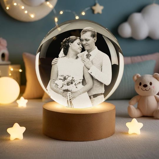 Personalized Crystal Ball Night Light  Custom Photo Keepsake