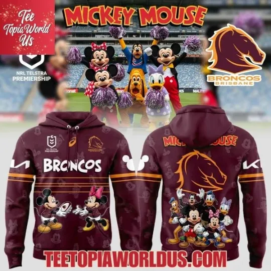 Discover Brisbane Bronco x Mickey Mouse 3D Hoodie