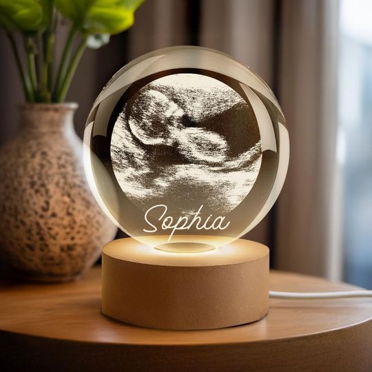 Custom Ultrasound Crystal Ball Lamp  Personalized Baby Keepsake Night Light