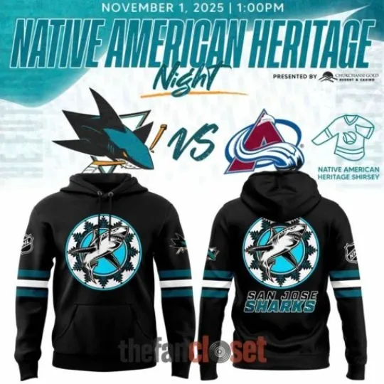 Discover SanJose Shark 2025 Native American Heritage Night Hoodie 3D Unisex S-5XL
