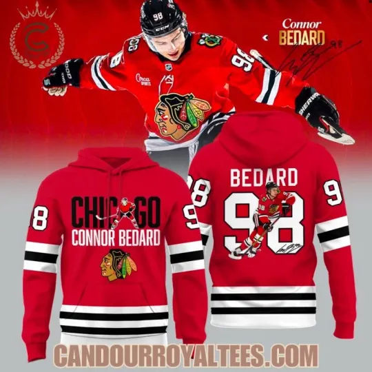 Discover Chicago Blackhawk Connor Bedard 3D Hoodie Unisex S-5XL