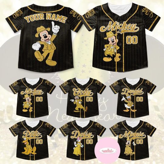Discover Personalized Disney New Year Baseball Jersey, Mickey and Friends Happy New Year 2026, Family New Year's Eve Fireworks Kids Adult Matching