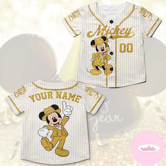Discover Personalized Mickey and Friends Disney New Year Baseball Jersey, Happy New Year 2026, Family New Year's Eve Fireworks Kids Adult Matching