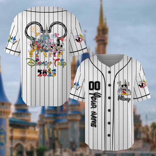 Discover Disney Trip 2025 Baseball Jersey, Matching Family Disney Shirt, Mickey and Friends Custom Name Jersey, Disney World Vacation Outfit