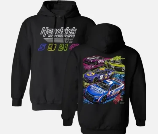 Discover Hendrick Motorsport 2025 4 Car 2 Sides Unisex Hoodie Fan Gift S-5XL