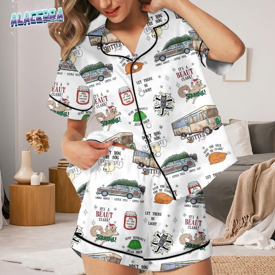 Funny Christmas Vacation Pajamas Set, Its A Beaut Clark! Sleeve PJs, Holiday Sleepwear for Women, Festive Movie Gift