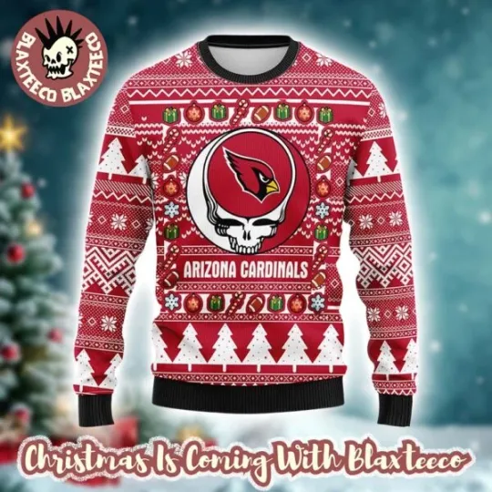 Gratef.ul Dea.d X football Arizonna Cardinal Ugly Christmas Sweater
