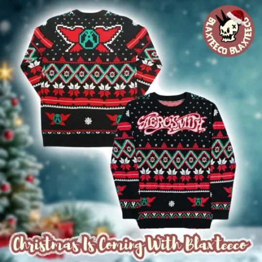 Discover Aerosmith1 Signature Logo Holiday Ugly Christmas Sweater Fan Gift