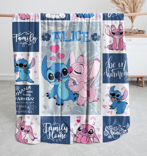 Discover Personalized Disney Stitch Blanket With Kids Name  Custom Lilo & Stitch Throw