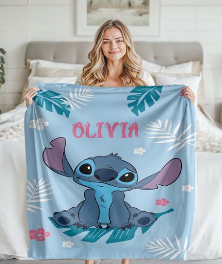 Discover Stitch Personalized Blanket, Custom Blanket, Disney, Custom Stitch, Disney Trip, Personalized Gift, Stitch Baby Blanket