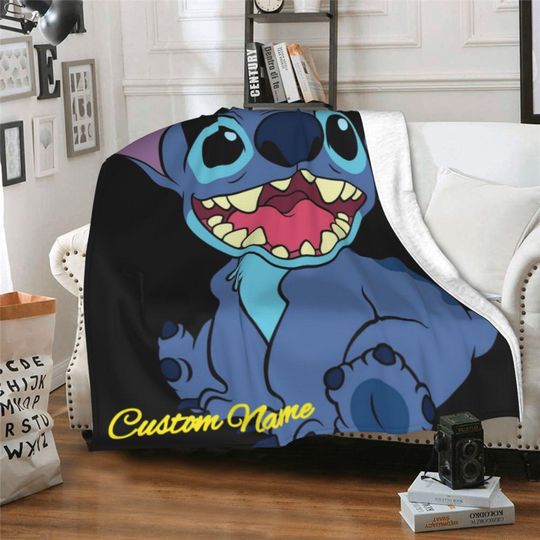Discover Personalized Stitch Blanket | Custom Theme Flannel Blanket | Cute Blanket with Name | Gift for Kids | Birthday Gift