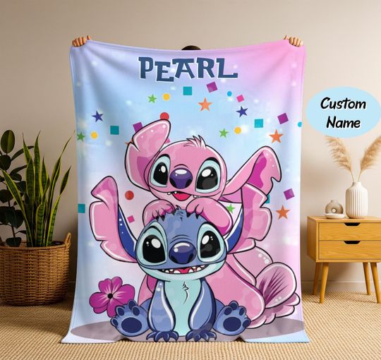Discover Personalized Stitch Blanket, Stitch Angel Blanket, Stitch Birthday Gifts Angel Stitch Christmas Gifts, Valentine Gift