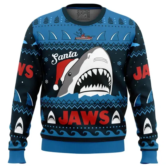Discover Santa Jaws Jaws Ugly Christmas Sweater