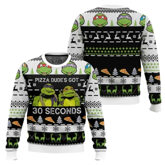 Discover Pizza Dude’s Got 30 Seconds Ninja Turtles Ugly Christmas Sweater