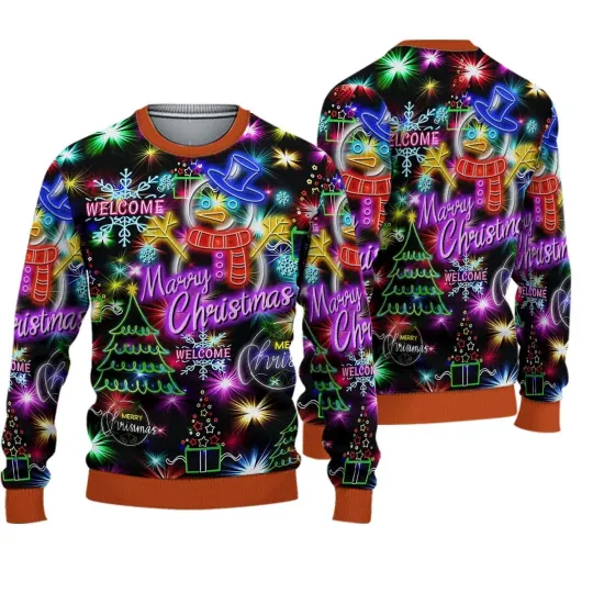 Discover XMAS Bright Neon Lighting Ugly Christmas Sweater