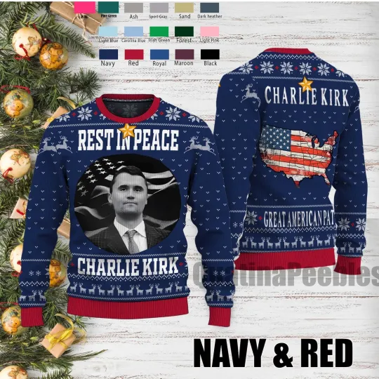 Pray for Charlie Kirk Ugly Sweater Shirt, Patriotic Charlie Kirk Ugly Sweater