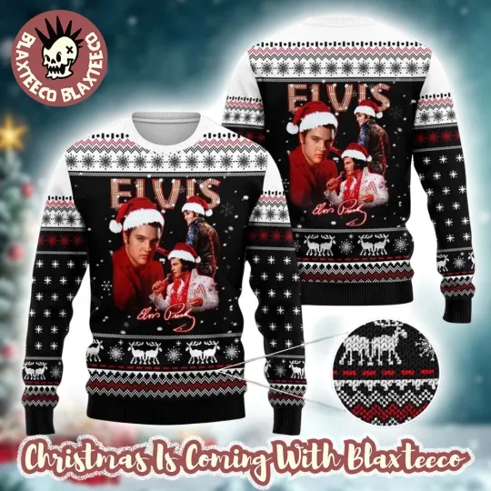 Discover Elvis Presley With Santa Hats Photos Graphics Design Ugly Christmas Sweater