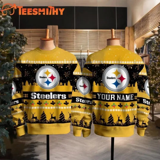 Discover Custom Pittsburgh Steeler football Snow Ugly Christmas Sweater