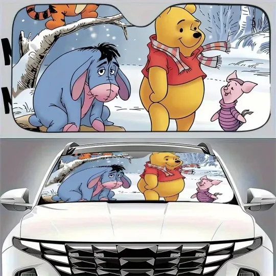 Discover Pooh Bear & Friends Winnie The Pooh Winter Christmas Car Sun Shade