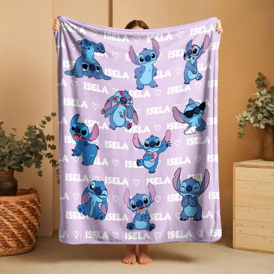 Discover Personalized Kids Name Blanket, Stitch Blanket, Personalized Lilo Stitch Baby Blanket, Custom Name Stitch Baby Blanket, Birthday Gift