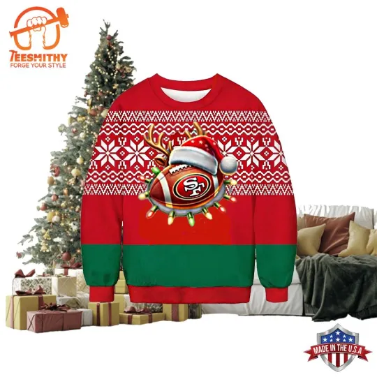 Discover Logo SanFrancisco 49er With Santa Hat Christmas Ugly Sweater