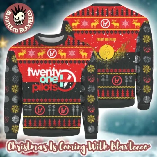 Discover Twenty One Pilot Big Logo With Reindeer Xmas Gift Ugly Christmas Sweater