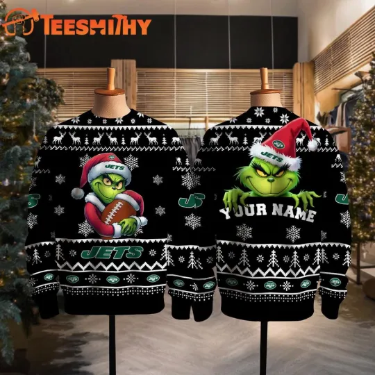 Discover CUSTOM New York Jet 2025 football funny character Football Ugly Christmas Sweater