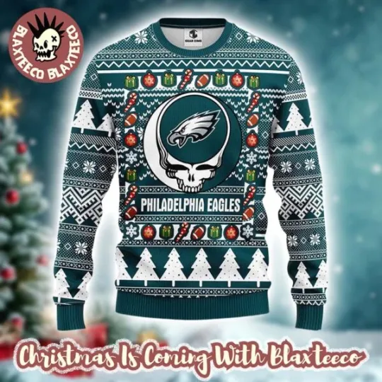 Discover Gratef.ul De.ad X football Philadelphi Eagle Ugly Christmas Sweater
