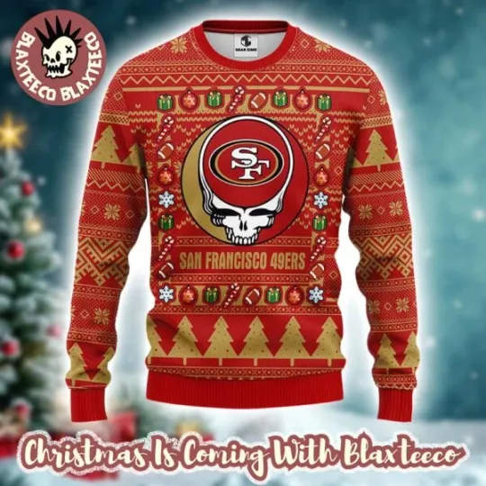 Gratef.ul Dea.d X football San Francisco 49er Ugly Christmas Sweater