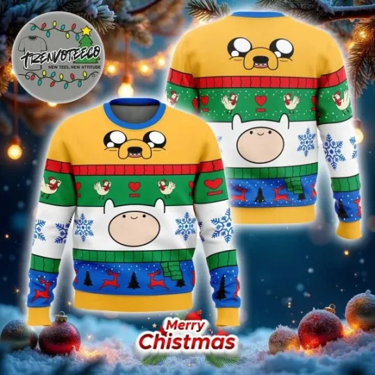 Adventure Time Christmas Finn And Jake Ugly Christmas Sweater