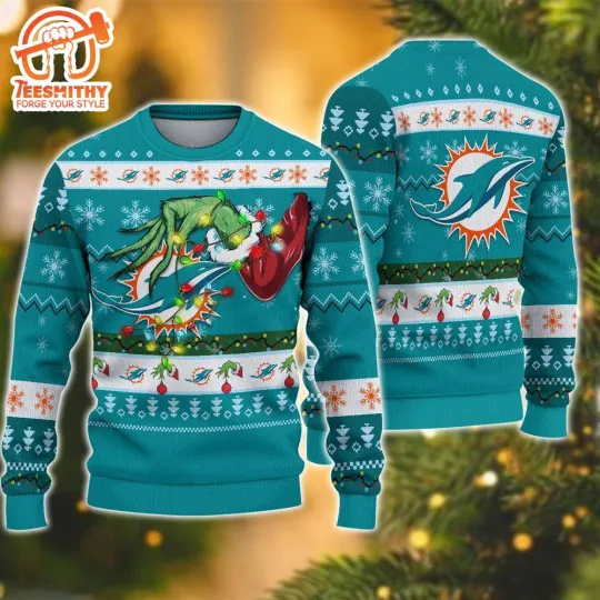 football Miami Dolphin funny character Christmas Ugly Sweater For Fans