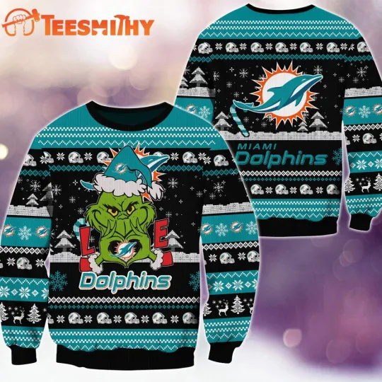 Miami Dolphin football funny character Football Limited Ugly Christmas Sweater S-5XL