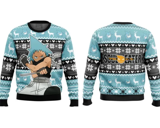 Discover Christmas Black Star Soul Eater Ugly Christmas Sweater S-5XL