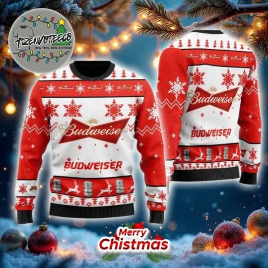 Discover Xmas Budweiserr Best Gifts For Holiday 2025 Christmas Ugly Sweater