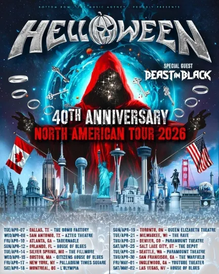 Discover Helloween 2026 40th Anniversary North American Tour Vertical Poster
