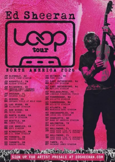 Discover Ed Shee Loop Tour 2026 Poster - North America Schedule Vertical Poster