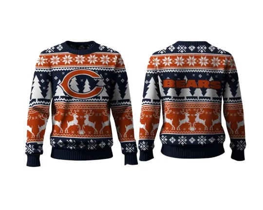 Discover 2025 Christmas Bear Reindeer Football Ugly Sweater S-5XL