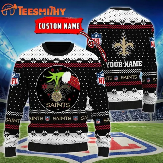 Discover Custom NewOrlean Saint football funny character Hands Ugly Christmas Sweater