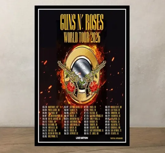 Discover Guns N Roses World Tour 2026 Vertical Poster