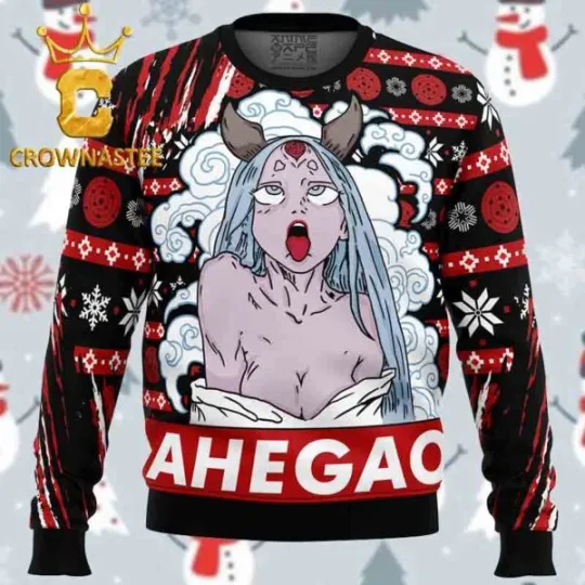 Ahegao Kaguya Narutoo Christmas Holiday Gift Ugly Sweater S-5XL