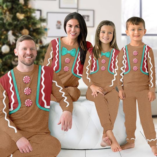 Discover Merry Christmas Gingerbread Family Pajama Set, Matching Holiday Sleepwear for Adults