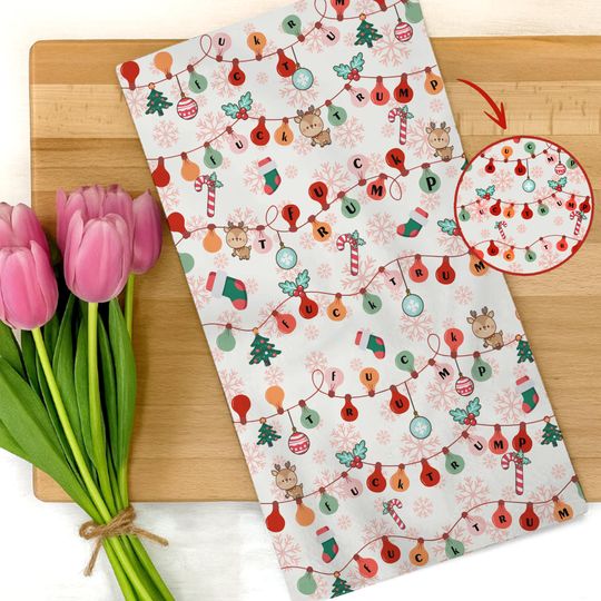 Discover Subtle Fck Trump Xmas Light Hand Towel ,Christmas Lights Kitchen Towel, Anti Trump Hand Towel, Xmas Home Decor, Christmas Gift Hand Towel