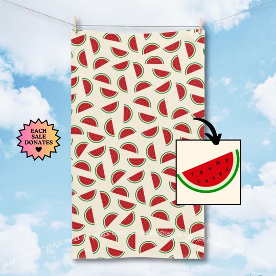 Discover Subtle Trump Sucks Watermelon Seeds Hand Towel, Funny Political Home Decor, Summer Kitchen Towel, Hostess Gift, Sarcastic Liberal Gift, FDT